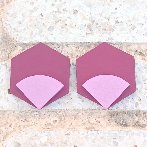 Pendientes Poiret burdeos y rosa