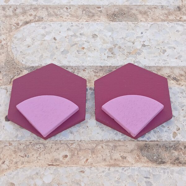 Pendientes Poiret burdeos y rosa - Imagen 2