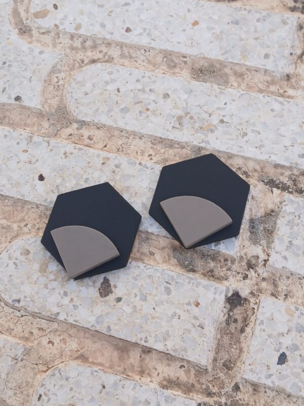 Pendientes Poiret negro y beig - Imagen 3