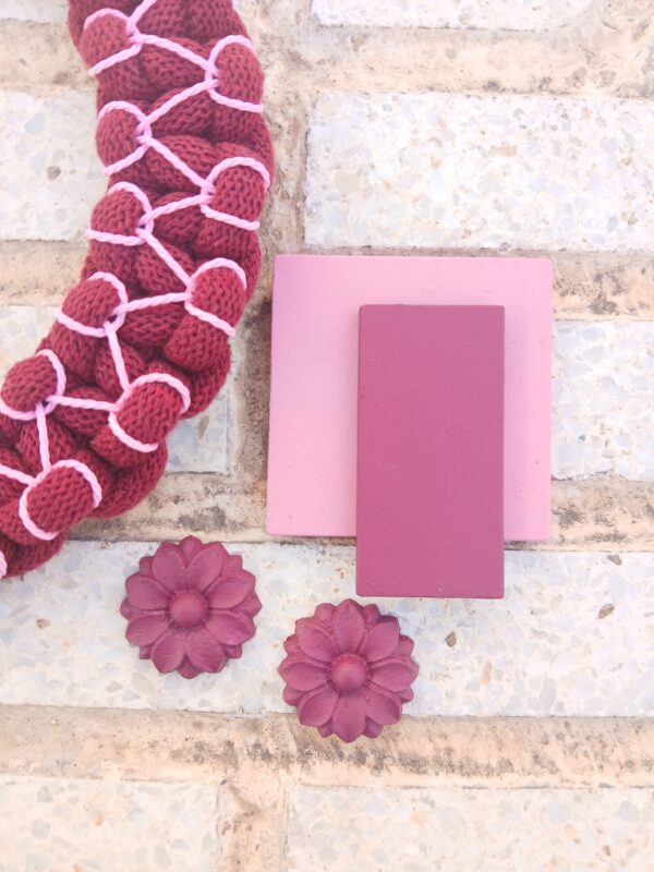 Pendientes Flor burdeos - Imagen 4