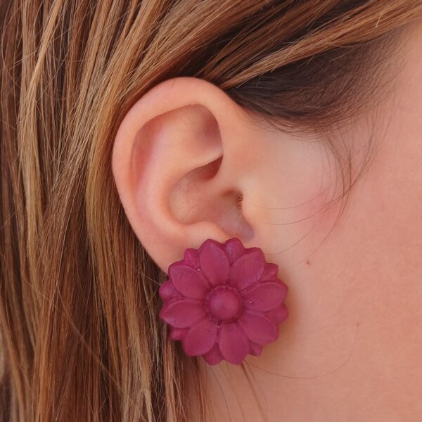 Pendientes Flor burdeos - Imagen 3