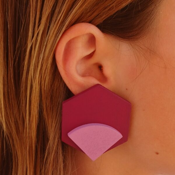 Pendientes Poiret burdeos y rosa - Imagen 4