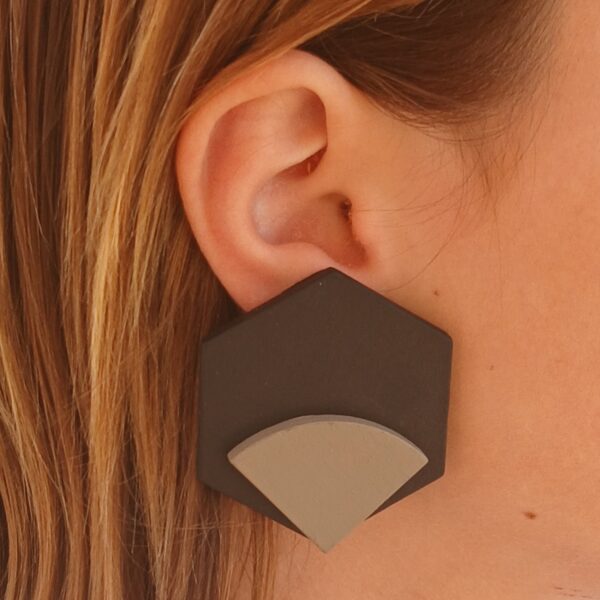 Pendientes Poiret negro y beig - Imagen 4